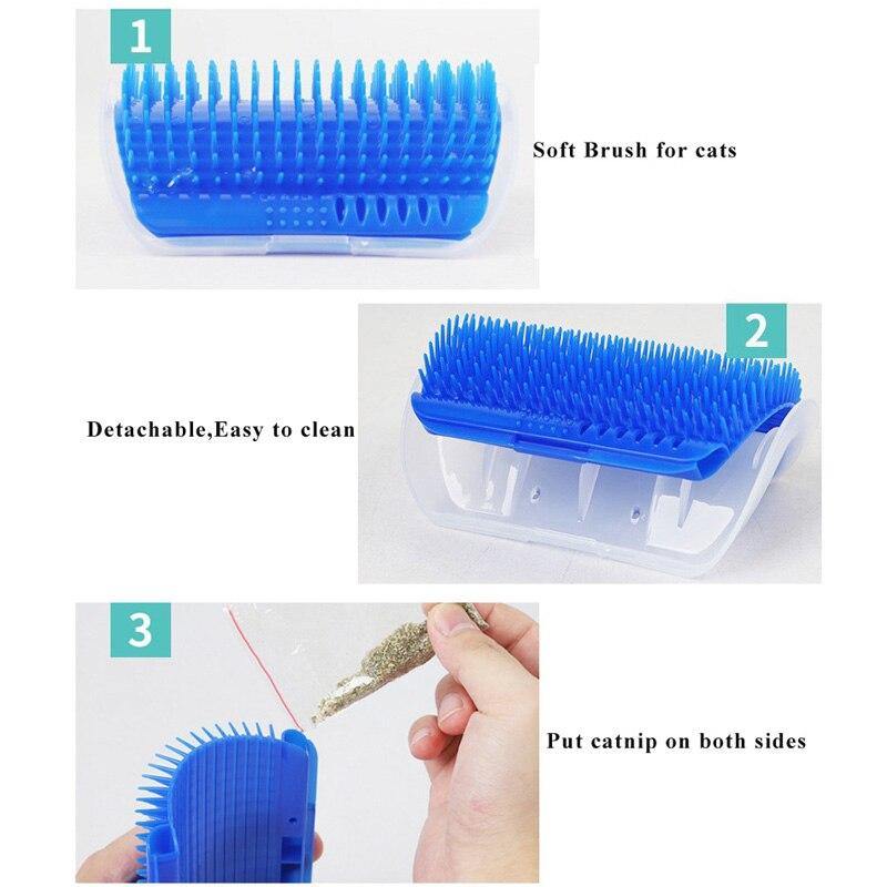 Cat Corner Self-Grooming Brush with Catnip — Wall Mount Massage Comb for Cats