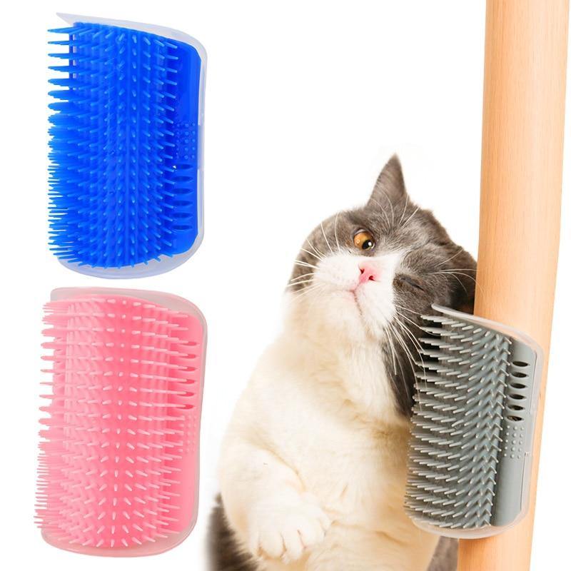 Cat Corner Self-Grooming Brush with Catnip — Wall Mount Massage Comb for Cats
