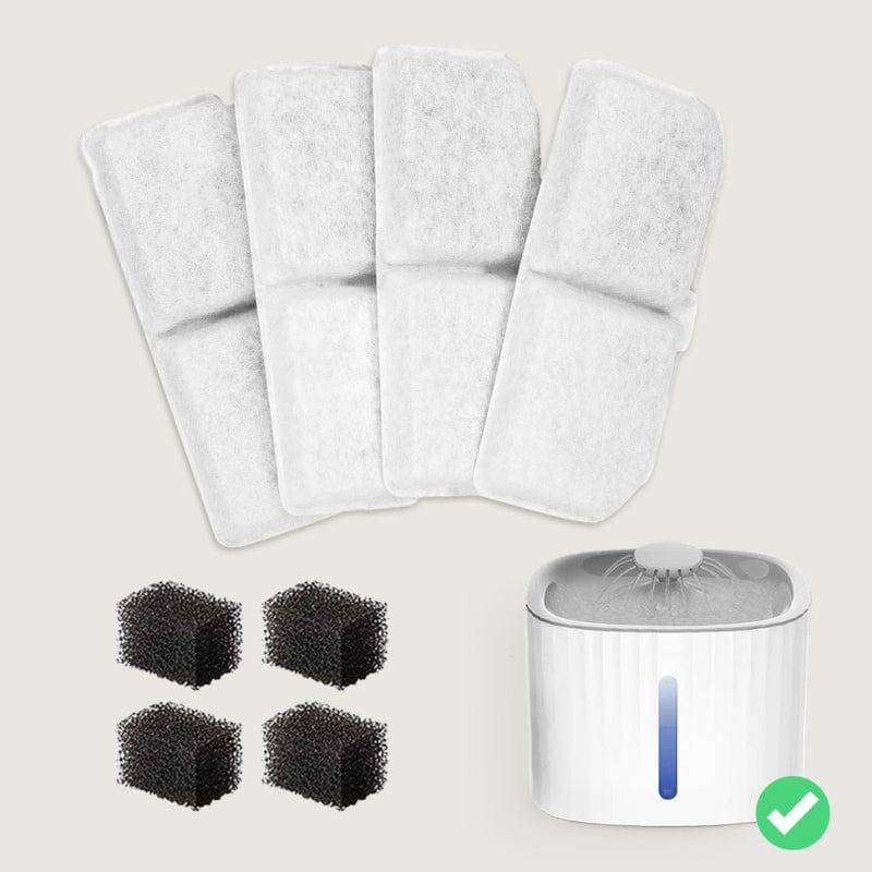 Cat Water Fountain Replacement Filters — 8-Pack, Activated Carbon + Cotton Mesh